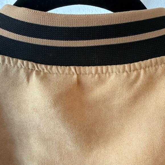 Distortion Tan Bomber Jacket Men’s XXL Varsity Style Zip Front Lightweight - Picture 4 of 5